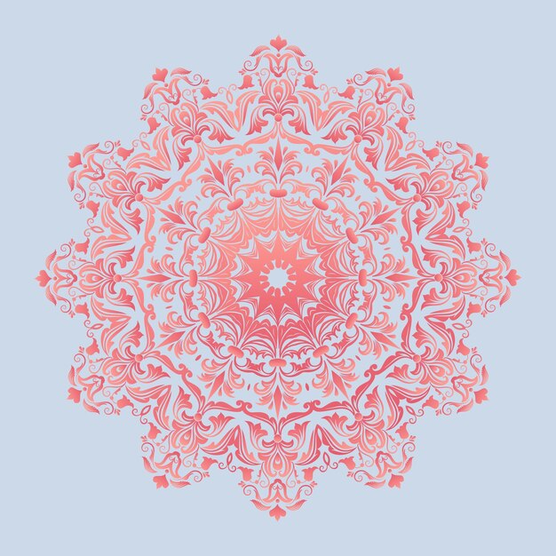 Vector sier ronde kant met damast en arabesque elementen Mehndi-stijl Oriënteer traditioneel ornament Zentangleachtig rond gekleurd bloemenornament