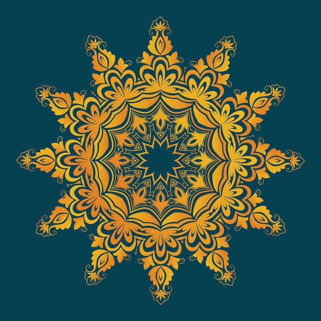 Vector sier ronde kant met damast en arabesque elementen Mehndi-stijl Oriënteer traditioneel ornament Zentangleachtig rond gekleurd bloemenornament