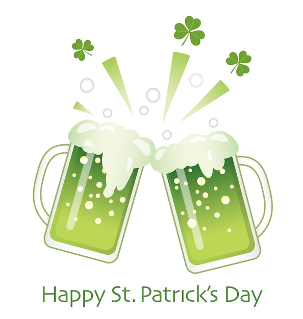 Vector st. patrick's day bier toast illustratie geïsoleerd op een witte achtergrond.