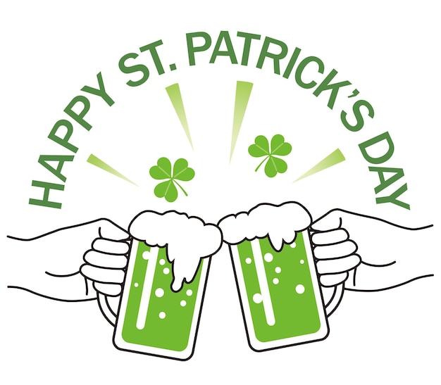 Vector st. patrick's day bier toast illustratie geïsoleerd op een witte achtergrond.