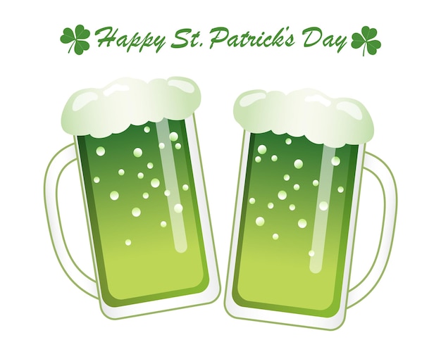 Gratis vector vector st. patrick's day bierpullen illustratie geïsoleerd op een witte achtergrond.