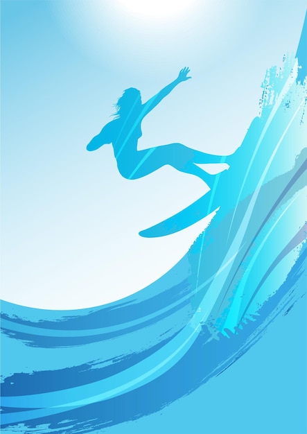 Gratis vector vector surfen silhouet achtergrond afbeelding.