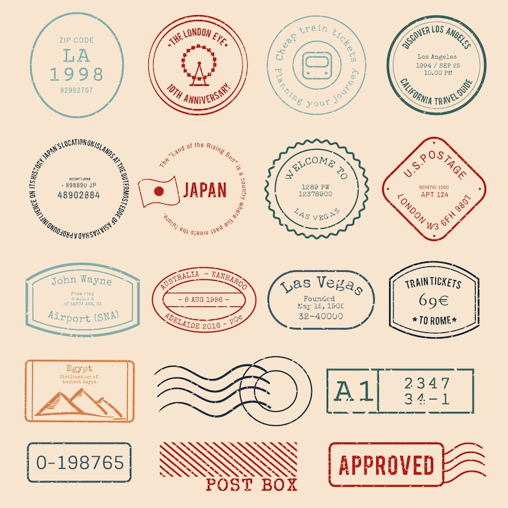 Gratis Vector vector van verschillende stempel ontwerp