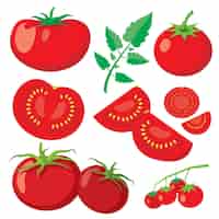 Gratis vector vector verse tomaten in vlakke stijl. gezond plantaardig voedsel, organische rijpe verse natuurlijke illustratie
