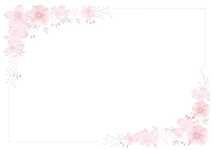 Gratis Vector vector waterverf rechthoekige bloemen frame geïsoleerd op een witte achtergrond