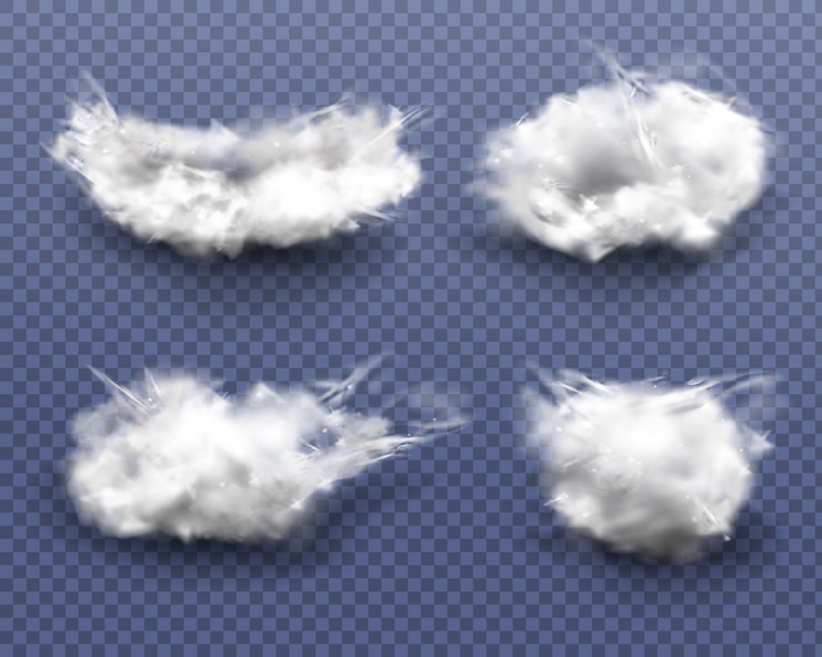 Gratis Vector vector witte pluizige wolken in blauwe hemel