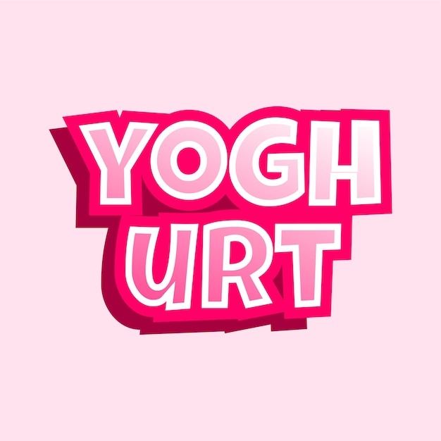 Vector yoghurt tekst effect 3D-ontwerp