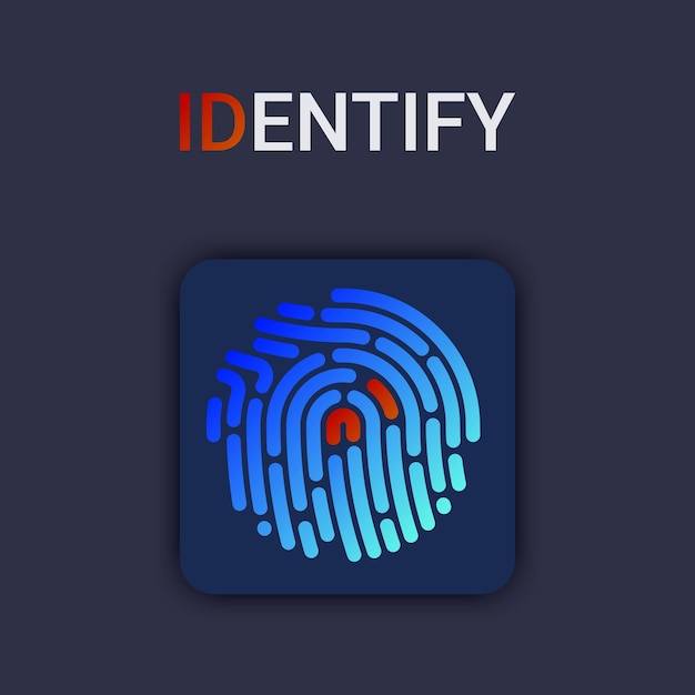 Vectorillustratie van beveiliging vingerafdruk authenticatie. vinger identiteit. technologie biometrische illustratie. Premium Vector