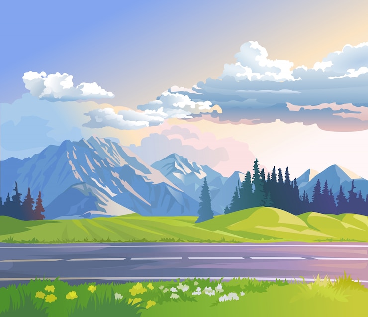 Gratis Vector vectorillustratie van een berglandschap