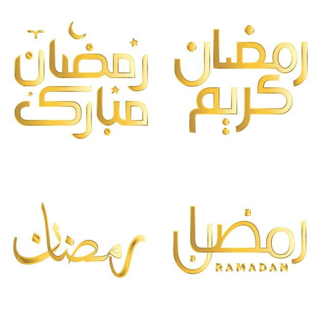 Vectorillustratie van Ramadan Kareem met elegante gouden Arabische kalligrafie