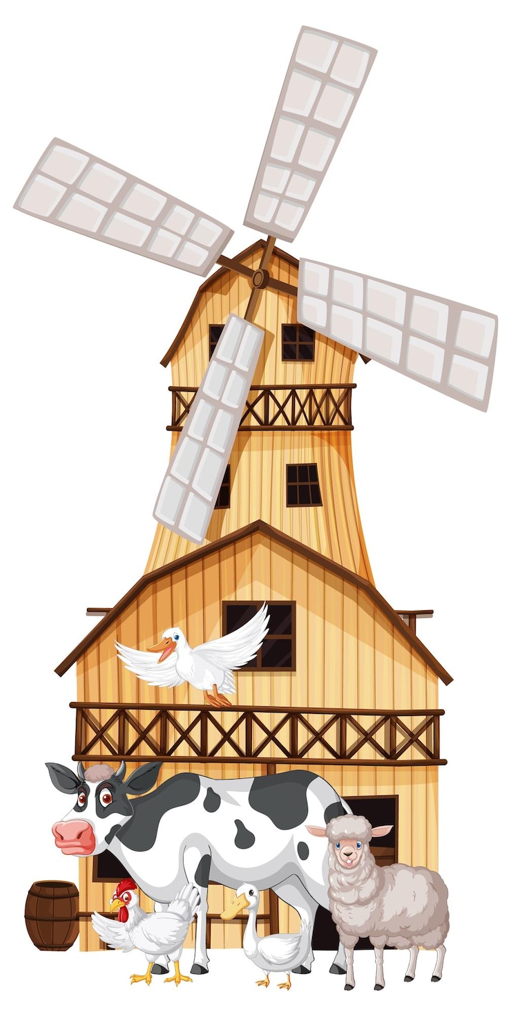 Gratis Vector veel dieren op de boerderij