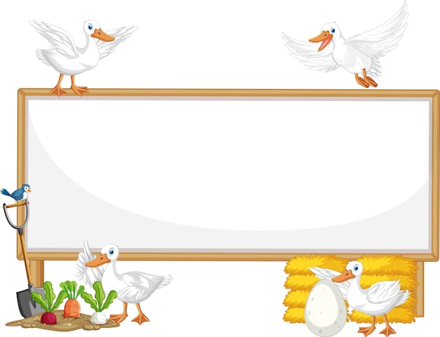 Gratis vector veel eend met houten bordbanner