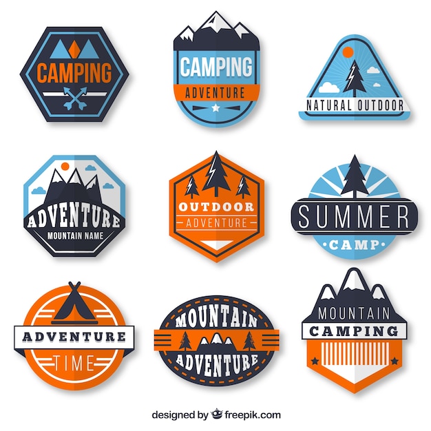 Gratis vector veelhoekige avontuur badges