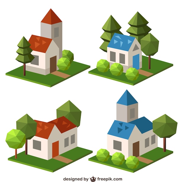 Gratis vector veelhoekige huizen