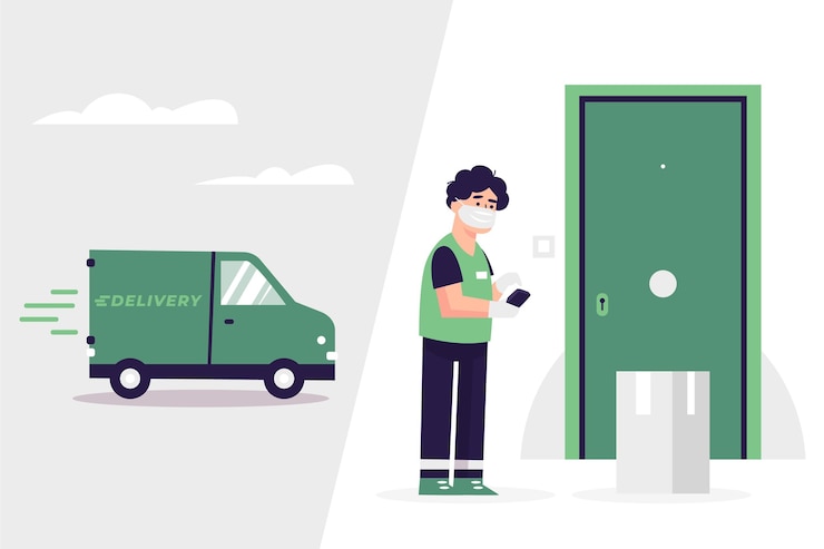 Gratis Vector veilig eten bezorgen concept