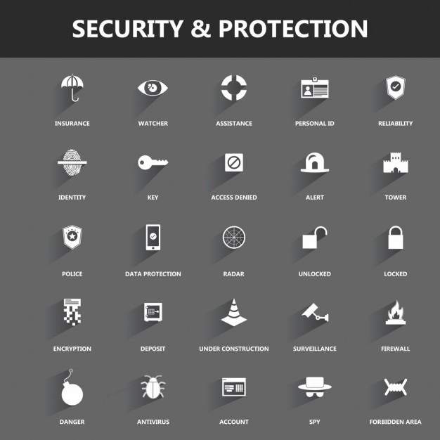 Veiligheid en bescherming van icon set