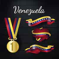 Gratis vector venezuela gouden medaille en lint collectie