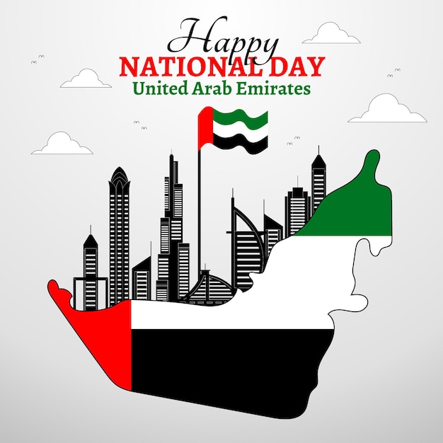 Gratis vector verenigde arabische emiraten nationale feestdag platte ontwerp achtergrond