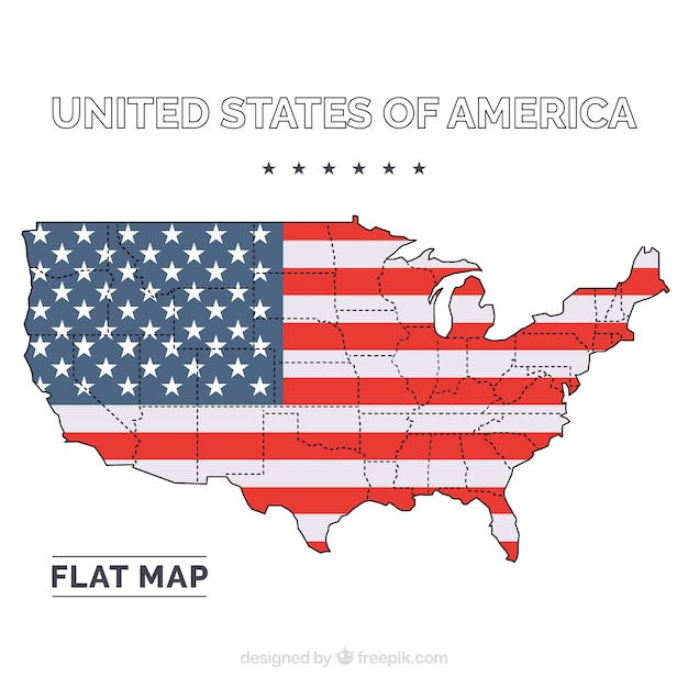 Gratis vector verenigde staten van amerika platte kaart