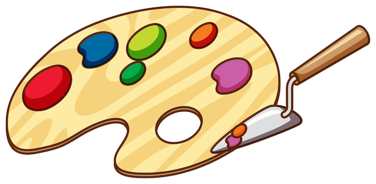 Gratis Vector verfmixer en pallet op witte achtergrond