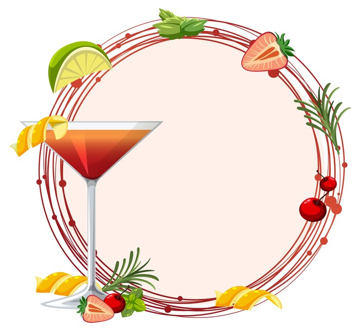 Gratis Vector verfrissende cocktail met fruitgarnis