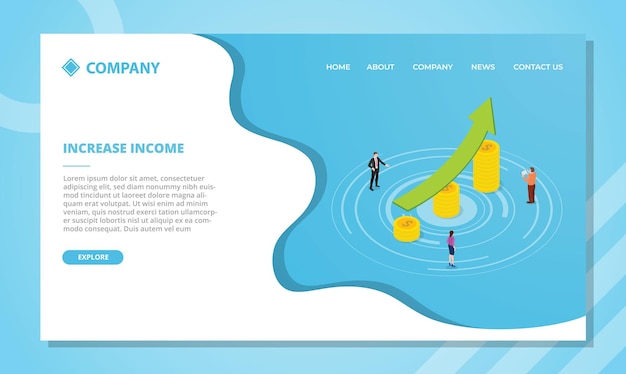 Verhoog inkomensconcept voor websitesjabloon of ontwerp van de startpagina