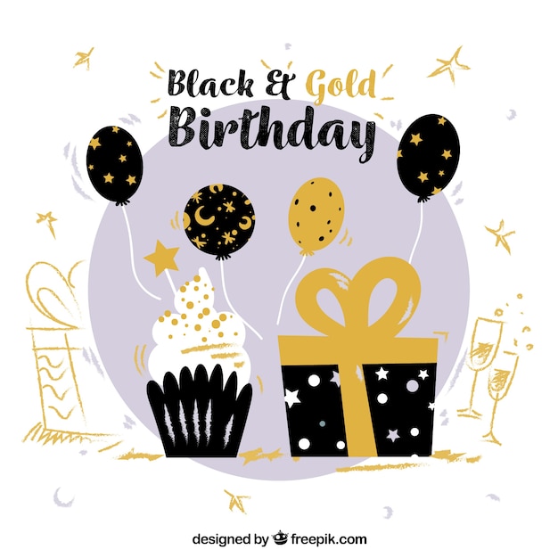 Gratis vector verjaardag achtergrond met gouden details