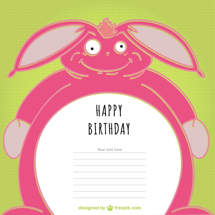 Gratis Vector verjaardag bunny kaart ontwerp