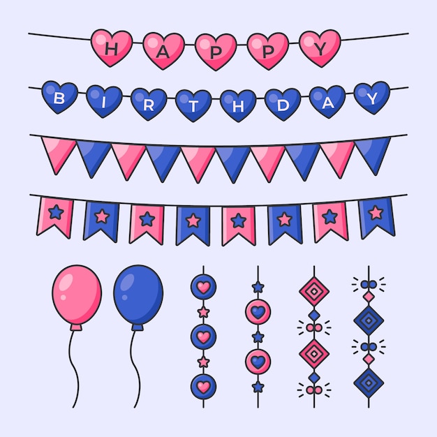 Verjaardag decoratie met slingers en ballonnen
