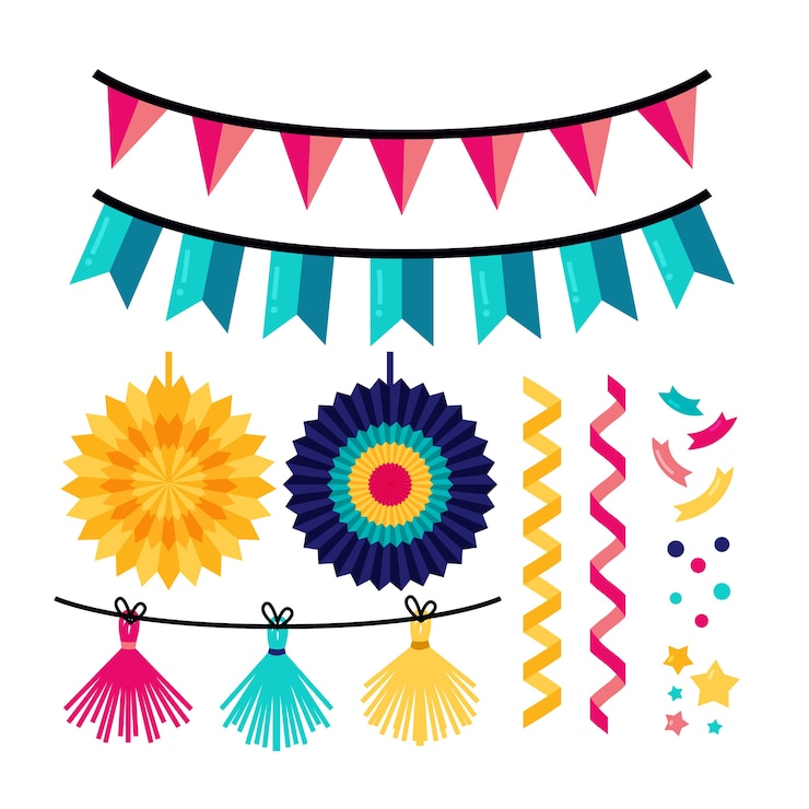 Gratis Vector verjaardag decoratie met slingers