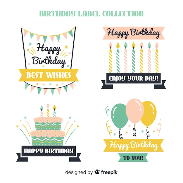 Gratis vector verjaardag label-collectie