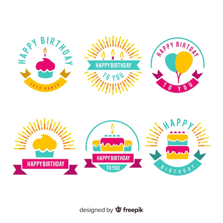 Gratis Vector verjaardag label-collectie