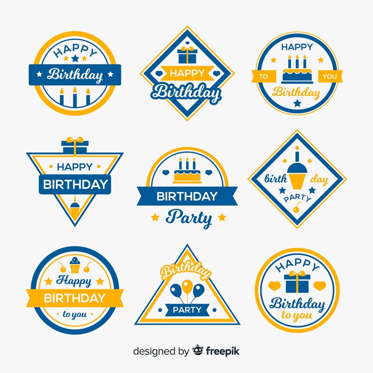 Gratis Vector verjaardag label-collectie
