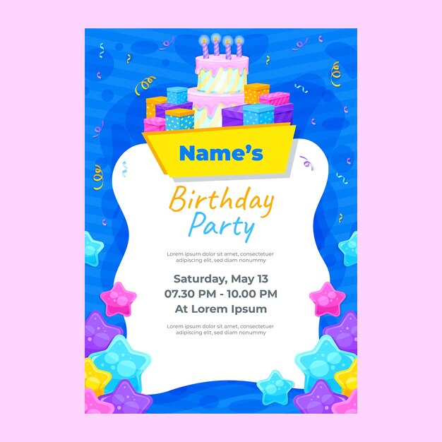 Verjaardag uitnodiging ontwerpsjabloon