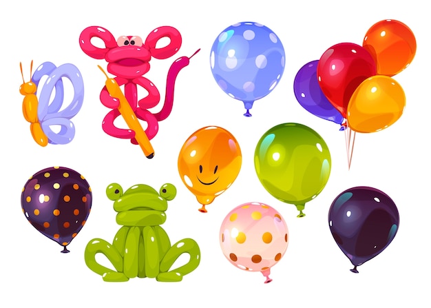 Gratis vector verjaardagsballonnen in cartoonstijl
