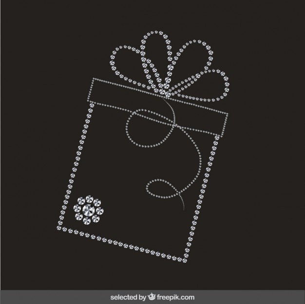 Gratis vector verjaardagskaart met een cadeau gemaakt met diamanten