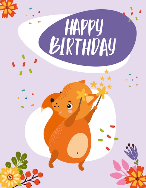 verjaardagskaart met een vos