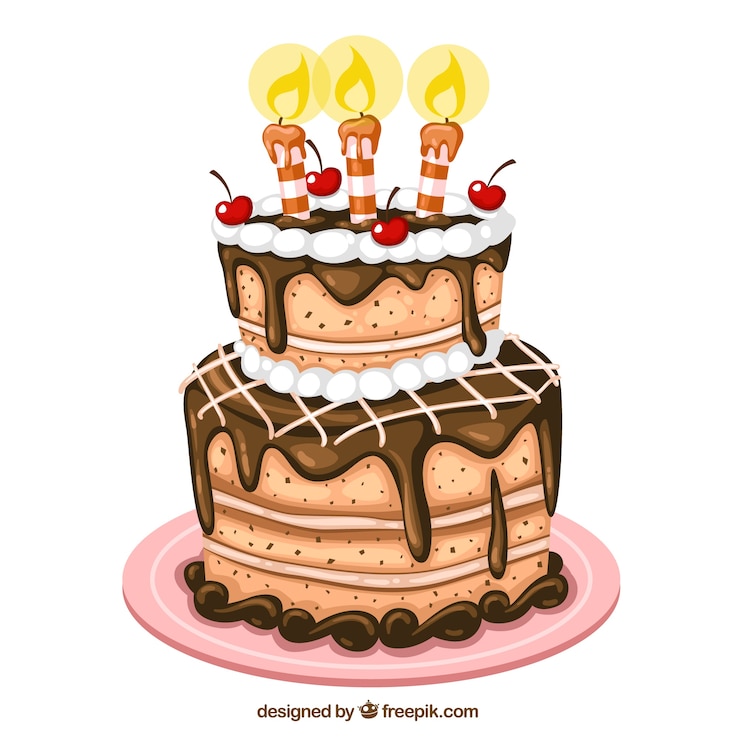 Gratis Vector verjaardagstaart illustratie