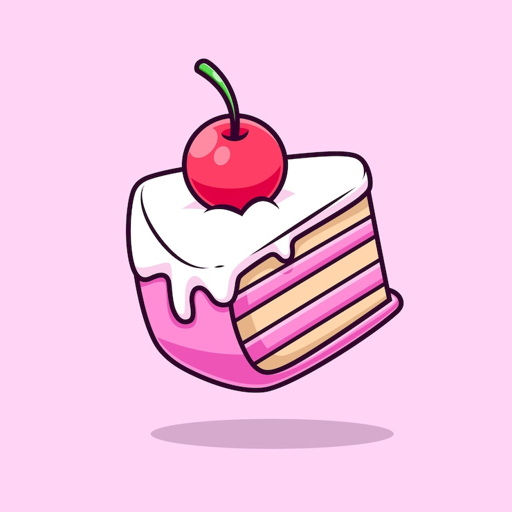 Gratis Vector verjaardagstaart slice met kers cartoon vector pictogram illustratie voedsel object geïsoleerde platte vector