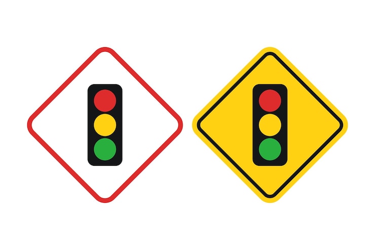 Gratis Vector verkeerslichtwaarschuwingsdiamantenset