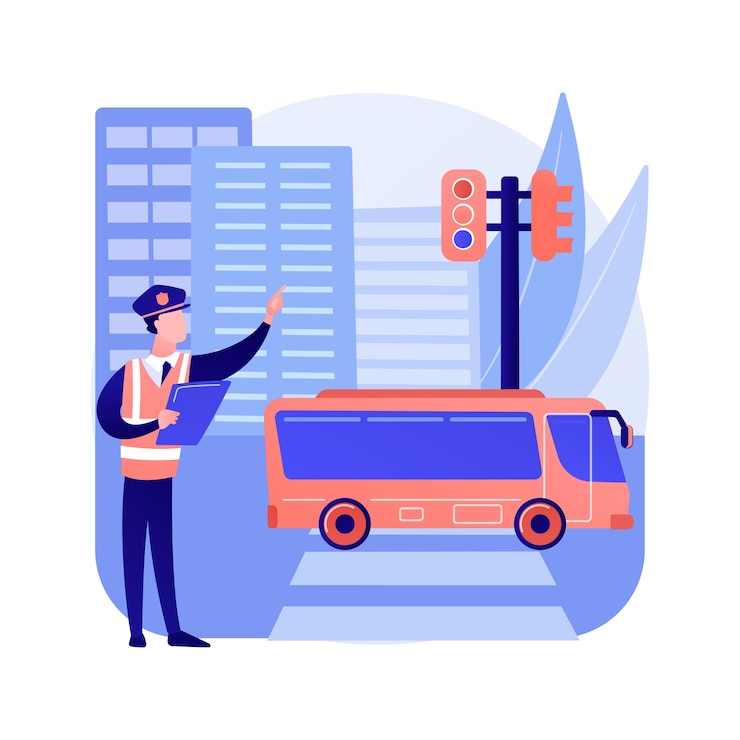 Gratis Vector verkeerswetten abstract begrip vectorillustratie. verkeerscode, gehoorzamen wetten en voorschriften, rijbewijs, regels voor voertuigbewegingen, verkeersveiligheid, boete voor overtredingen, internationale abstracte metafoor.