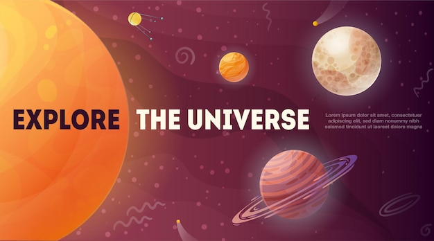 Verken universum gloeiende zonnesterren en planeten met ruimte-elementen