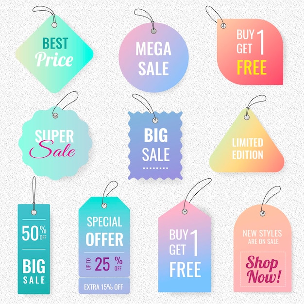 Gratis vector verkoop badge sticker, vector winkelen clipart collectie