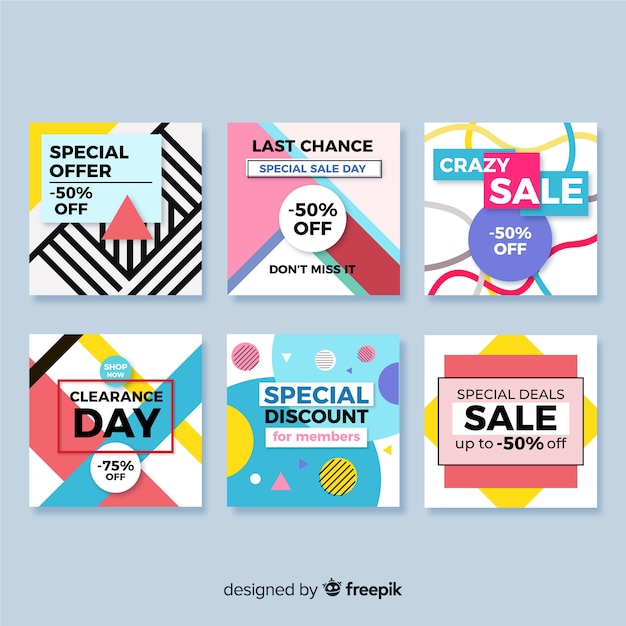 Gratis vector verkoop banners collectie voor sociale media