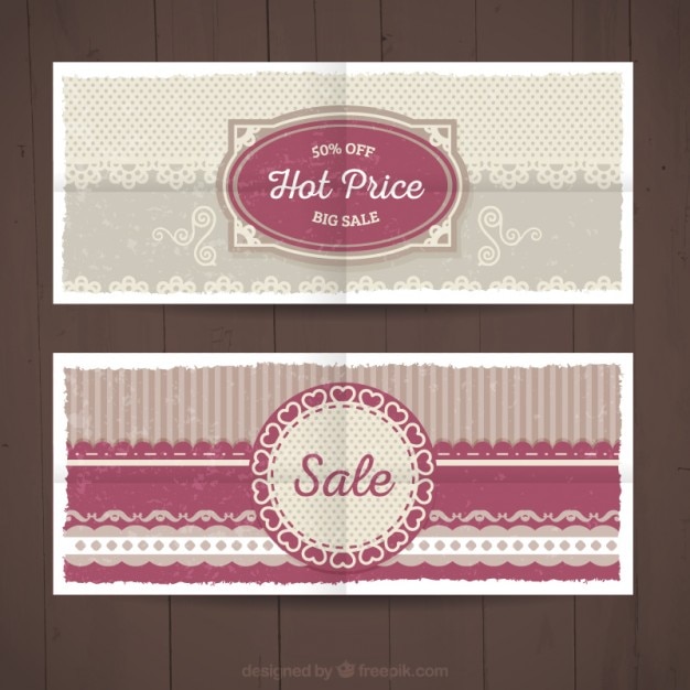 Gratis vector verkoop banners met ornamenten