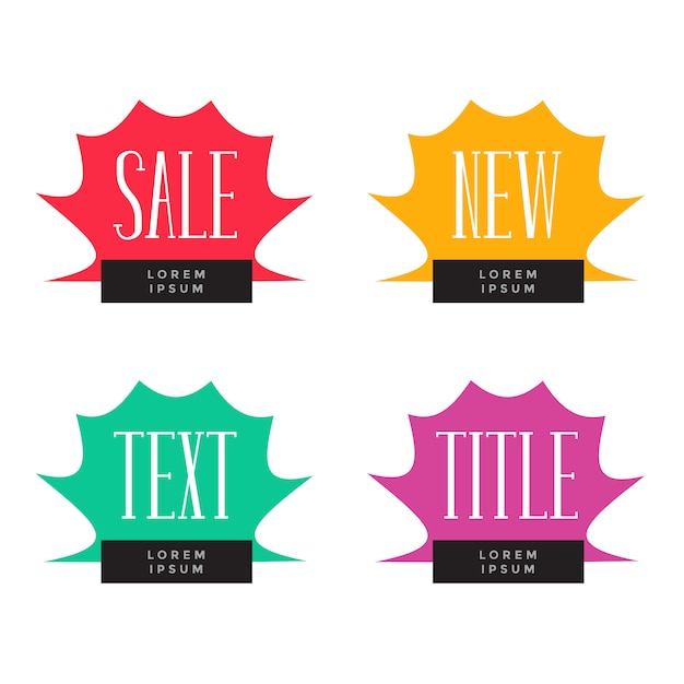 Gratis vector verkoop en aanbieding symbool tags set van vier