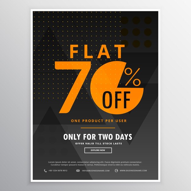 verkoop flyer promotionele banner template ontwerp in donkere zwarte kleur