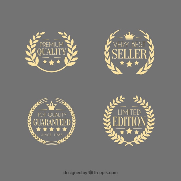 Gratis vector verkoop premium kwaliteit lauwerkrans emblemen