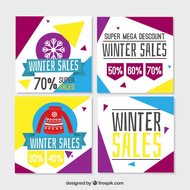 Gratis vector verkoop winter banners instellen