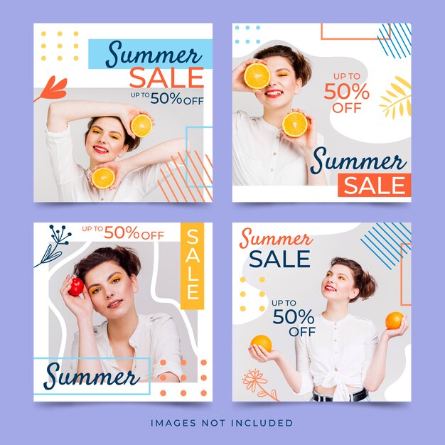 Gratis vector verkoop zomer collectie banner set